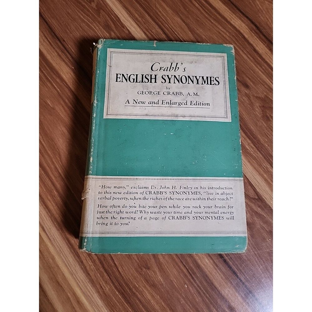 Crabb's English Synonymes Antique 1917 Revised Enlarged HC Dust Jacket